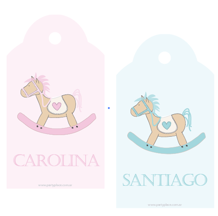 Tarjetas largas con cinta Baby Horse (rosa/celeste) 24u